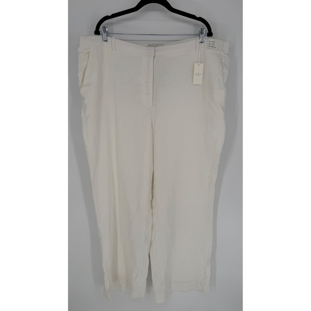 ABERCROMBIE & FITCH SLOANE HIGH RISE TAILORED LINEN WIDE LEG PANT WHITE NWT 35L